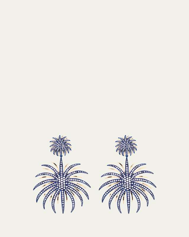 Blue Firework Drop Earrings with Diamonds